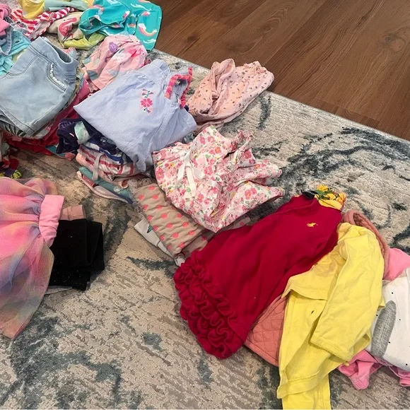 Girls 12 month lot of spring and summer dresses, shorts, onesies and tops
